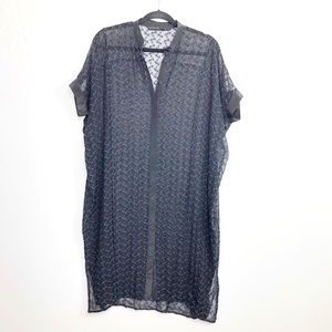ALL Saints black sheer Embroidered oversized tunic/coverall/button down blouse